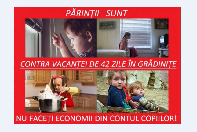 Părinții au inițiat o petiție online: Suntem contra vacanței de 42 de zile în grădinițe