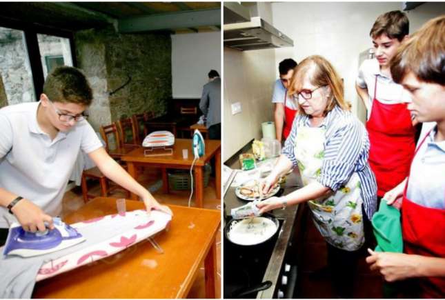 Într-o școală din Spania, băieții sunt învățați să gătească și să calce rufe