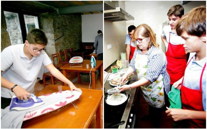 Într-o școală din Spania, băieții sunt învățați să gătească și să calce rufe