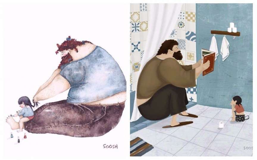 Dragostea de tată pentru fetița sa, în ilustrații amuzante