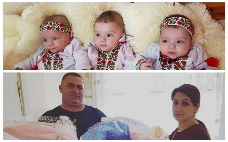 Împreună nu puteau concepe, deși aveau copii din primele căsnicii. Istoria unei familii din Moldova în care recent s-au născut tripleți