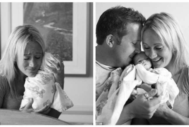 Fotografii înduioșătoare cu doi părinți în momentul când își văd prima data fetița adoptată